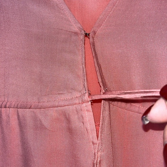 NWTCOTTON CANDY ruffle sleeve pull tie bodice midi length lined dress Sz M Coral - Picture 9 of 9